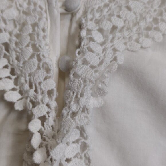 Abercrombie & Fitch White Sleeveless Peplum Blouse – Lace & Bobble Trim, Y2K - Picture 9 of 12